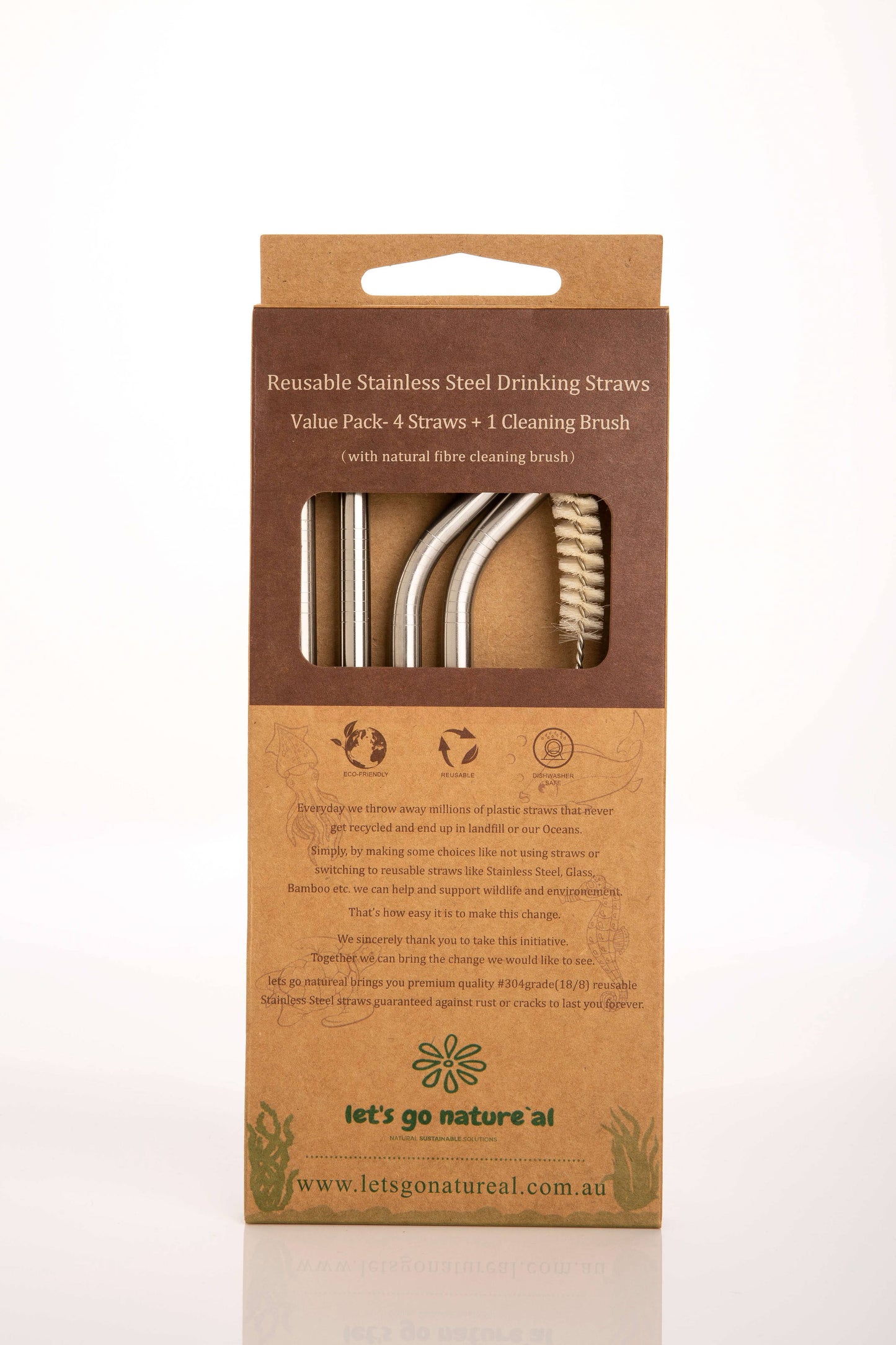 4-Pack Premium Stainless Steel Straws – Value Set with Cleaning Brush